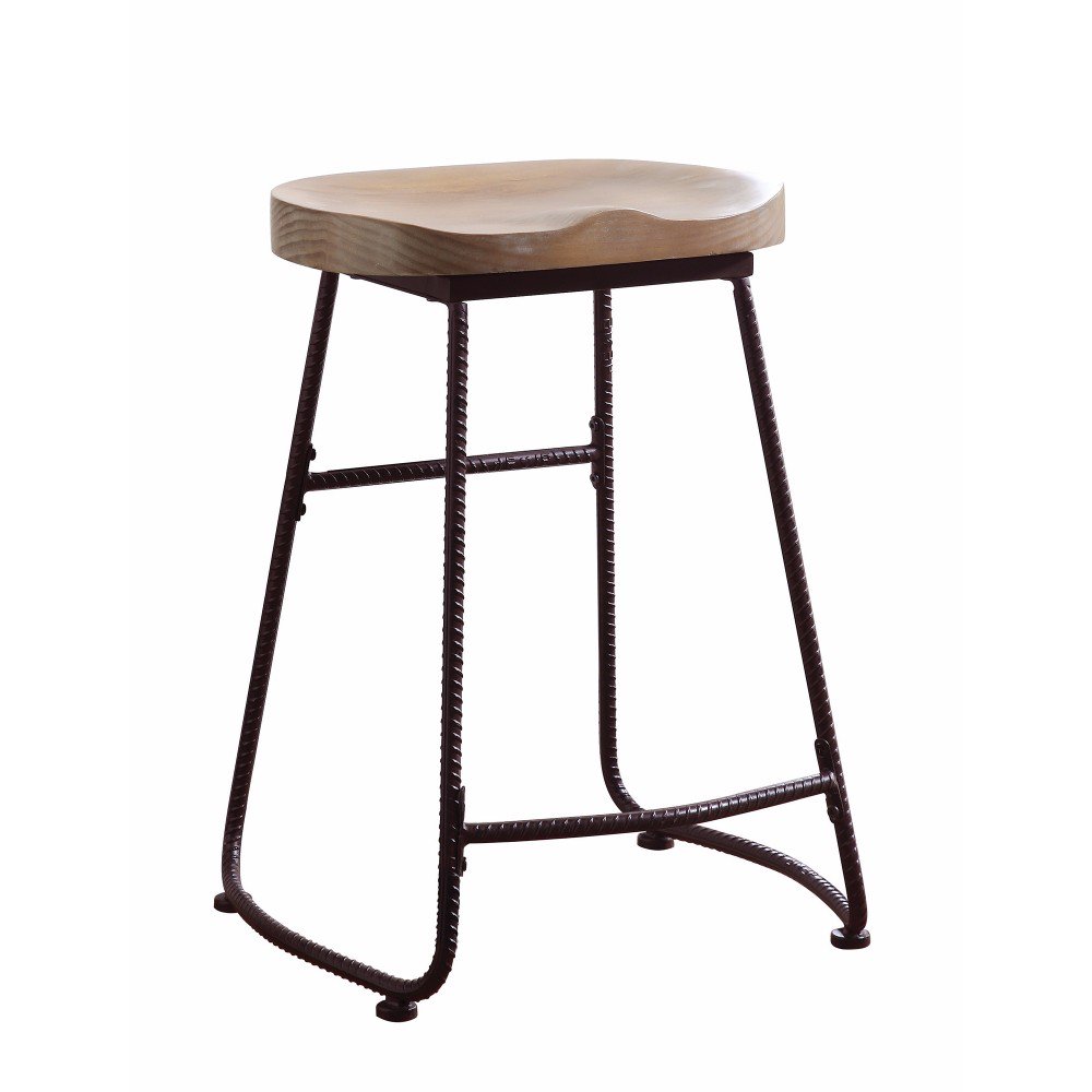 Rustic Wood And Metal Counter Height Stool, Brown And Black Walmart