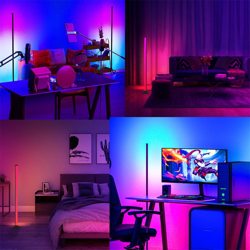 Corner Floor Lamp Works with Alexa, Modern Led Floor Lamp with Remote, Voice & App Control, Music Sync, 3000+ Color Changing, Mood Lighting Smart RGB Floor Lamps for Living Room Bedroom