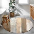 thumbnail image 4 of Rustic Wood Barn Round Living Room Rugs 3.3 ft, Brown Watercolor Striped Minimalism Washable Area Rug with Non-Slip Sturdy Edge Binding Round Front Door Mat Floor Carpet for Entryway, 4 of 9