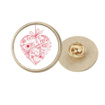 thumbnail image 1 of Flowers Vines Valentine's Day Red Round Metal Golden Pin Brooch Clip, 1 of 3