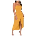 thumbnail image 1 of JIRNDf Robes de Printemps pour Femmes 2025 Tendance Plage Débardeur Sans Manches Ample Col Rond Robe Bohème Femme Ligne A Jaune G, 1 of 5