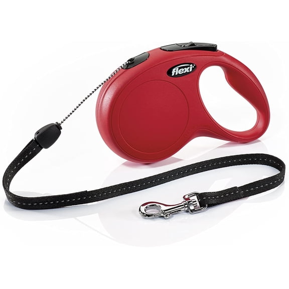 FLEXI New Classic Retractable Dog Leash (Cord), 26 ft, Small, Red