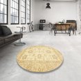 thumbnail image 4 of Ahgly Company Machine Washable Indoor Round Abstract Sun Yellow Area Rugs, 3' Round, 4 of 7
