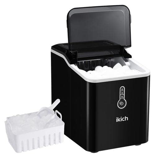 Ikich Ice Maker for Countertop, 26lbs Ice Cubes in 24Hrs, 9 Ice Cubes