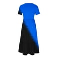 thumbnail image 3 of bnaln Casual Dresses Women Summer Loose Crew Neck Short Sleeve Long Dress Trendy Boho Swing High Waisted Dresses Ladies Tiered Flowy Beach Maxi Dress with Pockets, 3 of 4