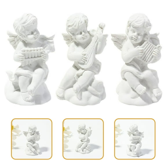 FELTECHELECTR 3pcs Cherub Statue Resin Home Decor Family Indoor Decoration Garden Sill