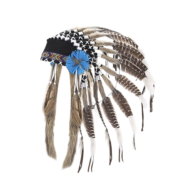 Tocado de plumas artificiales, decoración para cabeza, artesanías de inspiración india, tocado para fiestas, festivales, bailes y cosplay.