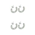 thumbnail image 4 of Transemion Women Earrings Exquisite Jewelry Adornment Rounded Ladies Piercing Ear Hoops Ears Studs Fashion Decor Accessory Silver 2Set, 4 of 6