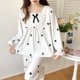 thumbnail image 4 of Conjuntos de pijama holgados para mujer, otoño, acogedores, estilo japonés, cuello cuadrado, universitarios, avanzados, diarios, populares, clásicos, de salón, elegantes., 4 of 6