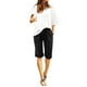 thumbnail image 1 of Pantalones cortos con cordones y cintura alta para mujer - Pantalones de entrenamiento para playa de talla grande - Cintura elástica - Pantalones de poliéster con cinco bolsillos, 1 of 4