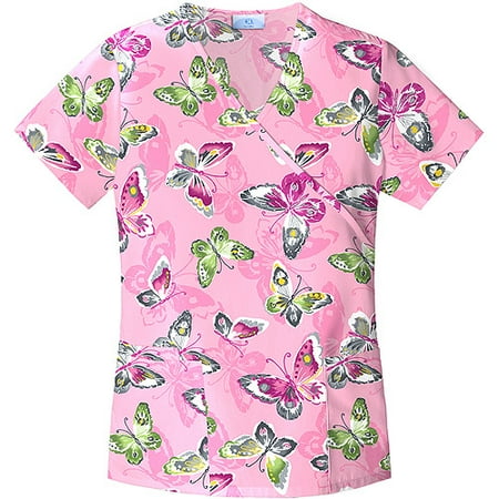 Butterfly Legend Print Mock Wrap Scrub