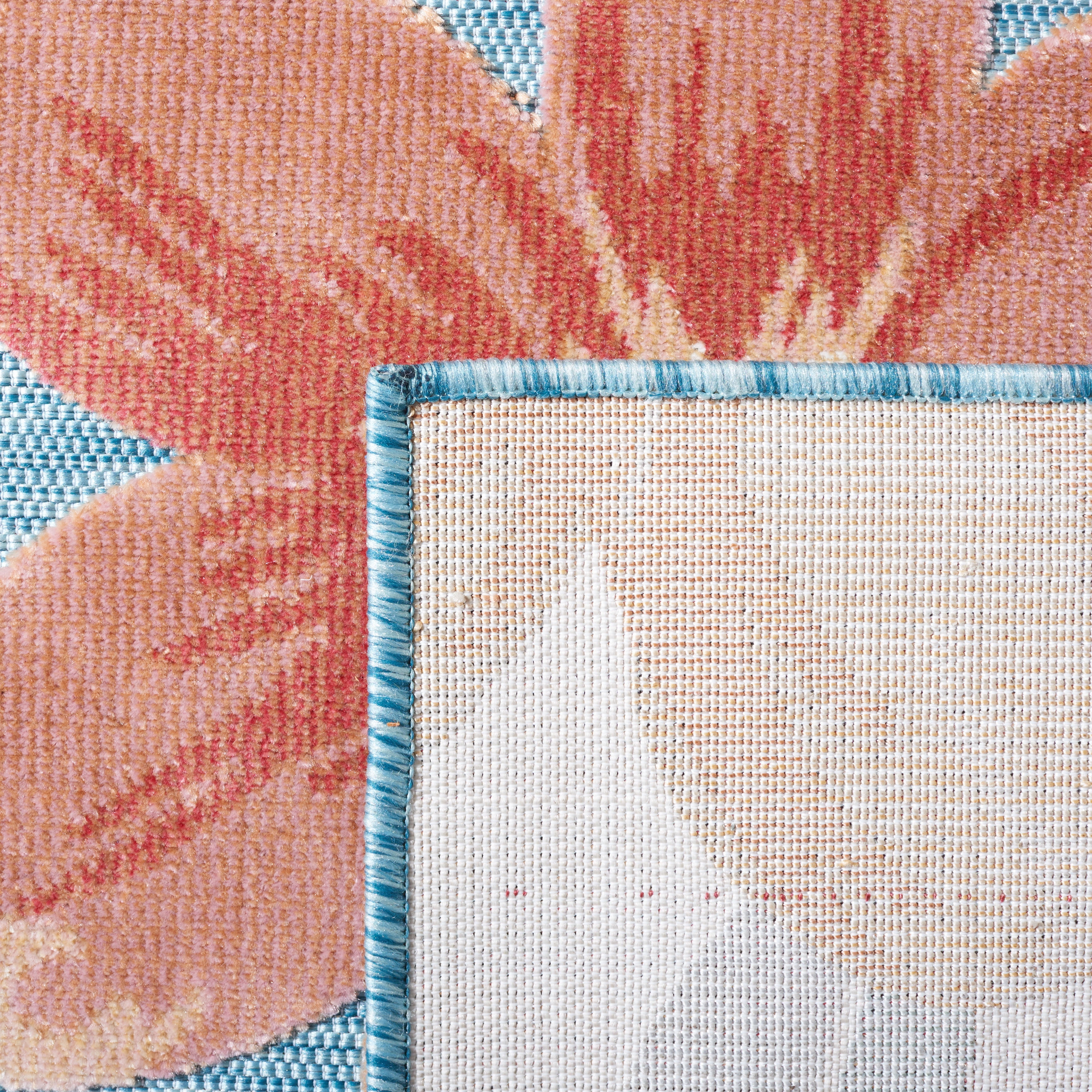 SAFAVIEH Cabana Caris Floral Indoor/Outdoor Runner Rug, Aqua/Rust, 2' x 5'