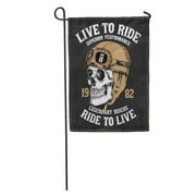 POGLIP Biker Vintage Motorcycle Skull in Helmet and Graphic Club Travel Garden Flag Decorative Flag House Banner 12x18 inch