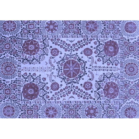 Ahgly Company Machine Washable Indoor Rectangle Abstract Blue Modern Area Rugs, 2' x 4'