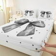 thumbnail image 3 of Feelyou Princess Bowknot Kids Queen Sheet Sets, Modern Fashion Ribbon Flat Sheet, Black Bow-tie Theme Queen Fitted Sheet Ultra Soft Bedroom Decor, 4-Piece, 3 of 7