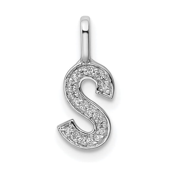 14k White Gold Diamond Letter S Initial Pendant Necklace Measures 15.22x5.62mm Wide Jewelry for Women