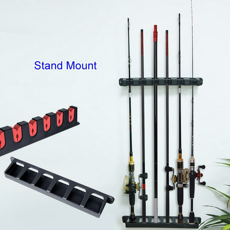 Vertical 6-Rod Fishing Rod Holder Wall Mounted Fishing Pole Rack for Garage,  Wall, Ceiling Rod Stand Easy Installation 