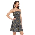 thumbnail image 2 of Dailycode Summer Dresses for Women Strapless Casual Beach Cover Ups Navy Gold Feather Palm Tube Top Sundress, 2 of 8