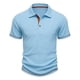 thumbnail image 4 of Blusa y camisa de manga corta con cuello vuelto para hombre, camiseta informal de moda con botones y retazos de cuello redondo y manga corta para hombre., 4 of 8