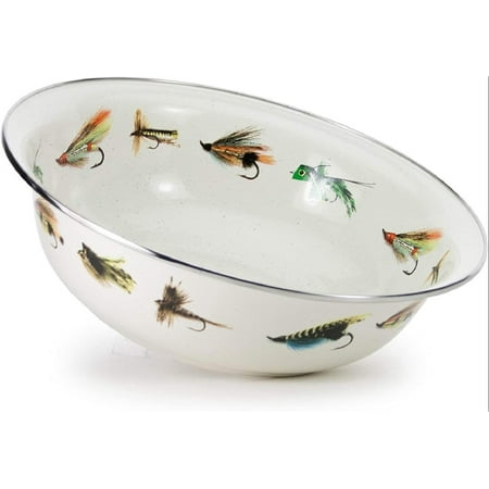 

Enamelware - Fishing Fly Pattern - 4qt Serving Bowl