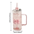thumbnail image 3 of 1PC Bow Shaped Square Transparent Glass Cup with Lid Straw and Handle Heat Resistant Glass Tumbler Suitable for for Water Juice Iced Coffee Milk Tea, 3 of 7