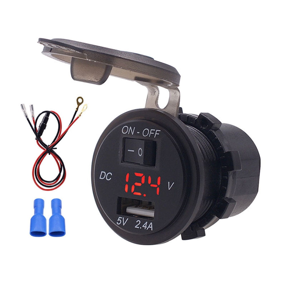 12V24V Dual USB Charger LED Digital Display Voltage Amp Gauge Ammeter