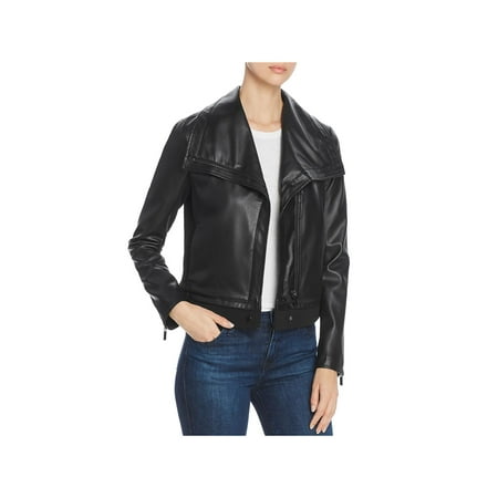 Bagatelle Womens Faux Leather Spring Motorcycle Jacket Black M