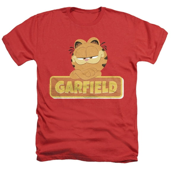Garfield Movie Logo Unisex Adult Heather T Shirt, Red Heather, Medium