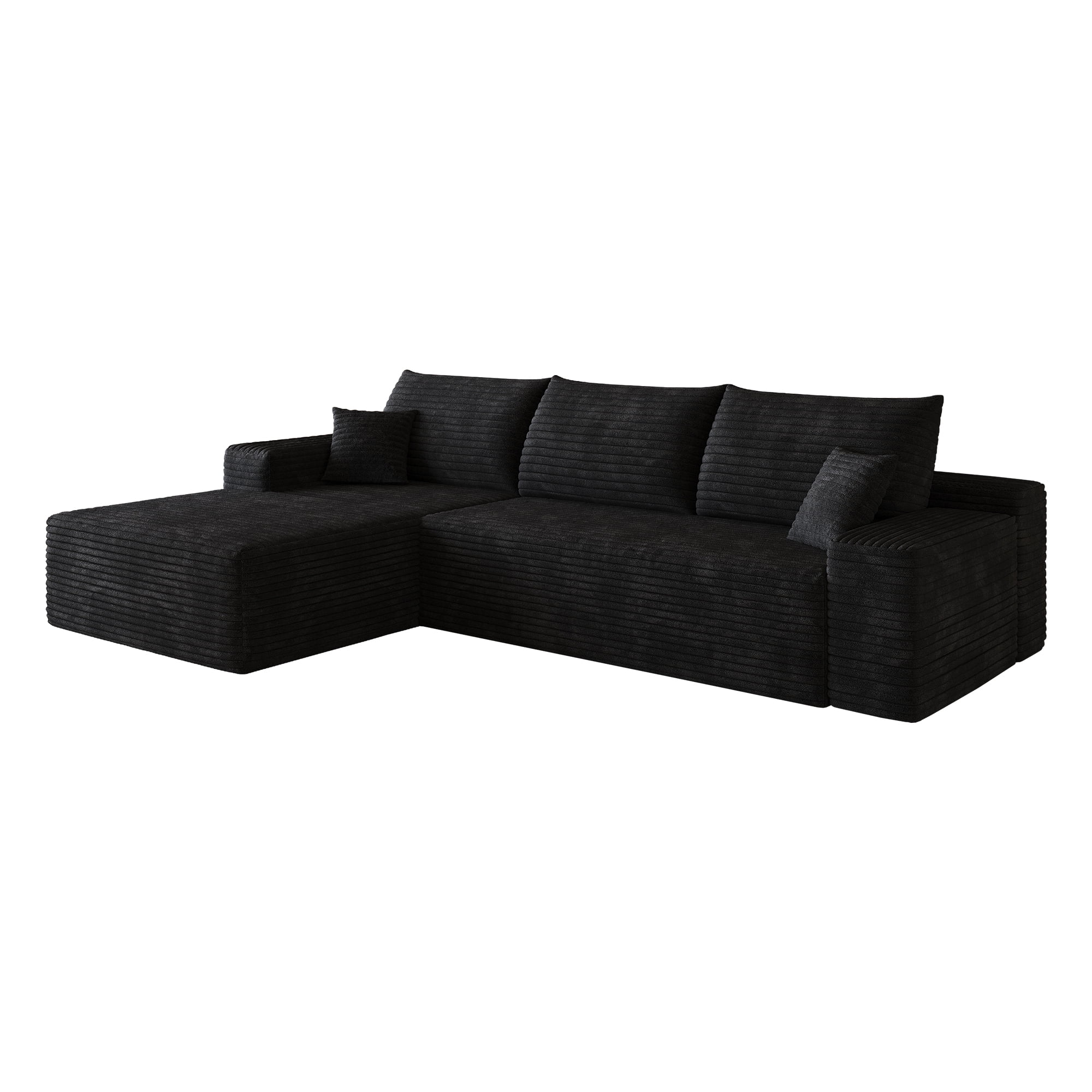 Cloud Sectional Couch 107-Inch with L-Shape Chaise and Deep Seat, Modular Sofa and Corner Couch for Living Room Bedroom, No Assembly Required, Black