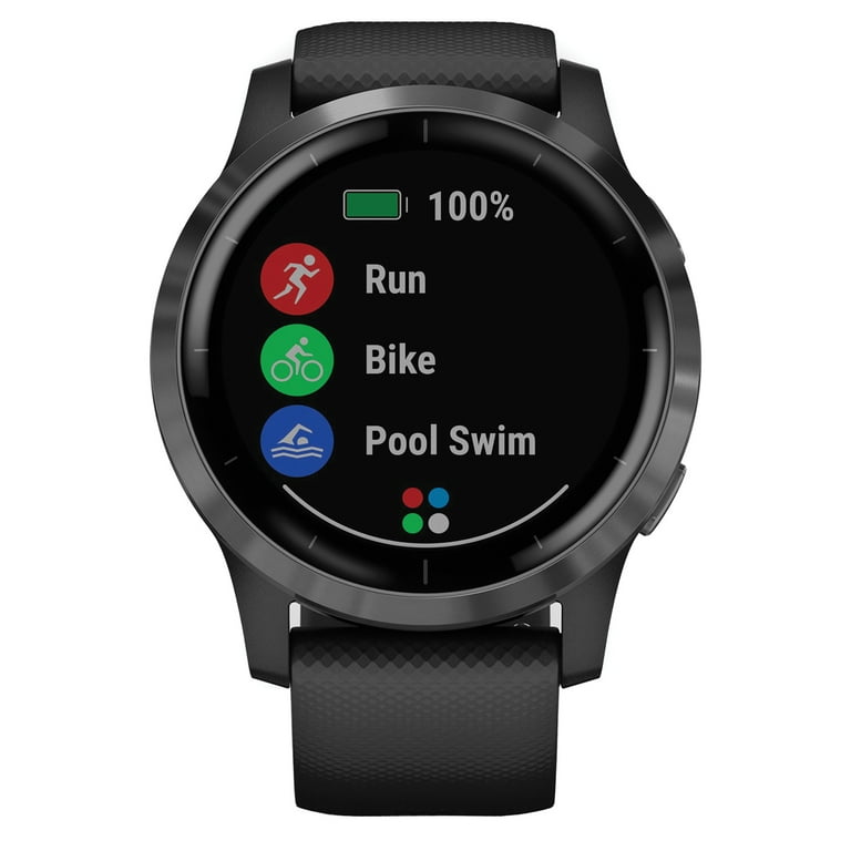 GARMIN - vívoactive 4 Black / Slate Garmin vívoactive® 4 Slate Stainless Steel Bezel with Black