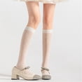 thumbnail image 6 of Yokua Women's Silk Sheer Knee High Socks Meshes Fishnet Stockings Summer Calf Socks, 6 of 21