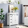 thumbnail image 2 of Yaheetech Wooden Bathroom Floor Cabinet with 3 Drawers & 2 Doors, White, 2 of 7