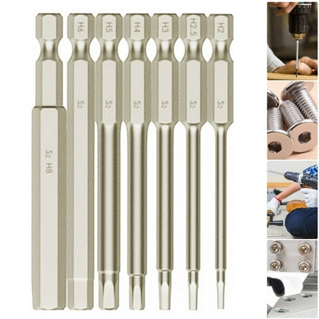 

7x Drill Bit Set Hex Head Wrench Screwdriver Socket 1/4 Shank Metric 75mm