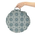 thumbnail image 2 of Azulejo Round Floor Cushion with Handle, Shabby Antique Portuguese Moroccan Mosaic Tiles in Classic Victorian Grunge, Pillow for Living Room & Dorms, 18" Round, Pale Tan Dark Teal, by Ambesonne, 2 of 4