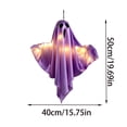 thumbnail image 5 of Halloween Luminous Fabric Ghost Hanging Ornament, LED Lighted Ghost Decor with Button Battery, Spooky Indoor Outdoor Hanging Décor for Porch, Window, Tree, Home Party, Soft Satin Cloth, 5 of 6
