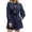 Navy blue, variant on Long Lantern Sleeve Tie Front Women Casual Jumpsuit Shorts One Piece Romper
