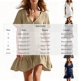 thumbnail image 2 of Bxsruta Womens Summer Dress V Neck Short Sleeve Casual Button Down Ruffle Hem Mini Dresses, 2 of 6