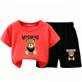 thumbnail image 3 of Teylalorva Boys Girls Graphic Outfits Short Sleeve T-Shirt and Cute Print Shorts Cotton Soft Summer Casual Trendy Sets 2 Piece Red Size 8, 3 of 6