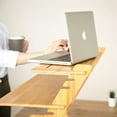 thumbnail image 3 of Crew & Axel Standing Desk Converter 100% Natural Bamboo Adjustable Sit Stand Riser Workstation for Desktop or Laptop, Dual Monitor Stand - Home or Office Use (19” High 26” Wide), 3 of 7