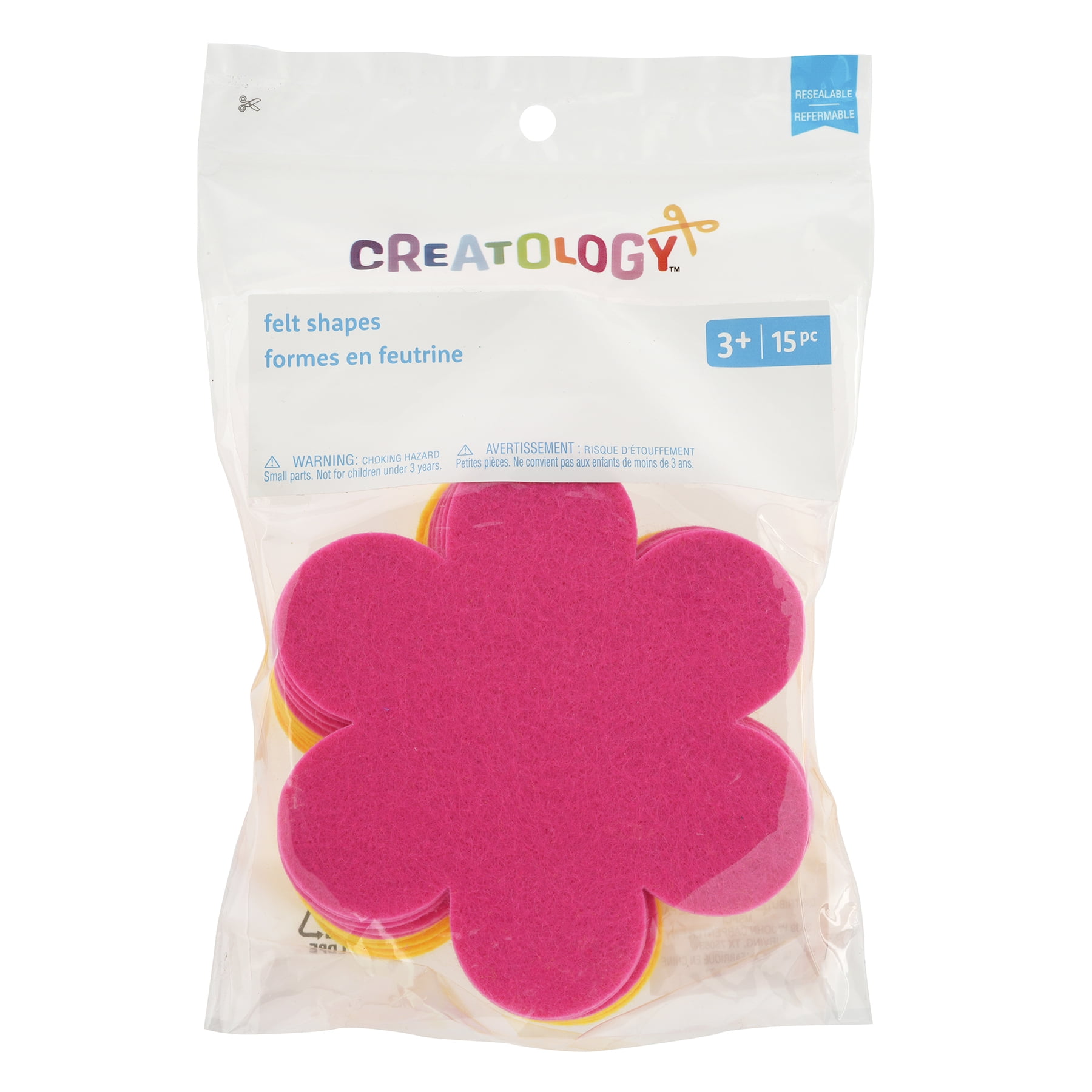 Pink & Yellow Flower Felt Shapes by Creatology – Pre-Cut Polyester Felt Flowers for Kids’ Crafts & DIY Projects - 12 Pack