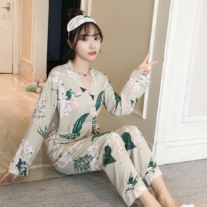 Details about   New cotton winter long kimono pajama pants suit home service pajamas Japan 