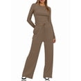 thumbnail image 2 of Women'S 2 Piece Sets Fall Outfits Long Sleeve Wide Leg Tracksuits Casual Lounge Set Matching Sets Shallow Coffee XS, 2 of 7