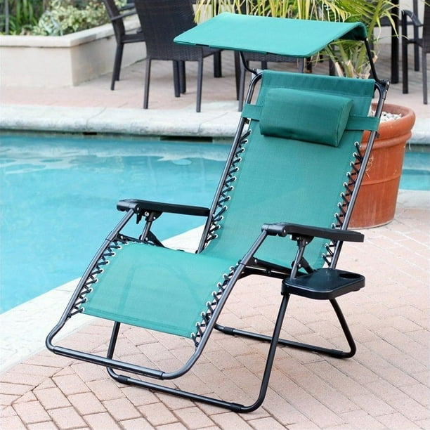 Jeco Oversized Zero Gravity Chair with Sunshade in Green ...