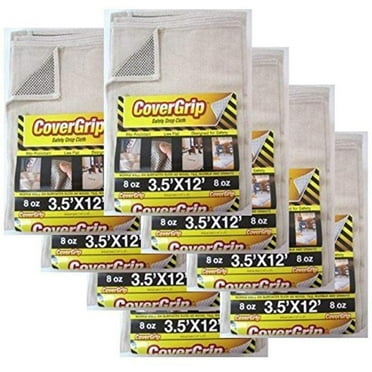 CoverGrip 8 Oz Canvas Safety Drop Cloth, 3.5' x 12', Pack of 8