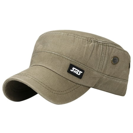 Mifelio Cadet Hats for Men Vintage Sport Baseball Fashion Sun Flat Cap Hat Cap Unisex Baseball Caps Flat Top Hats Army Green One Size