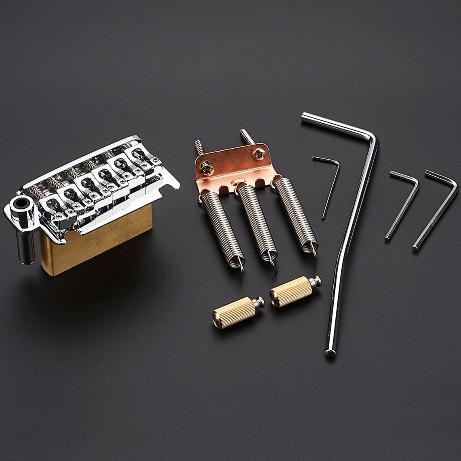 BIBABLYKE 2 Point Electric Guitar Tremolo Bridge Replacement Tremolo Bridge and Full Size Brass Block for 6 String Guitar