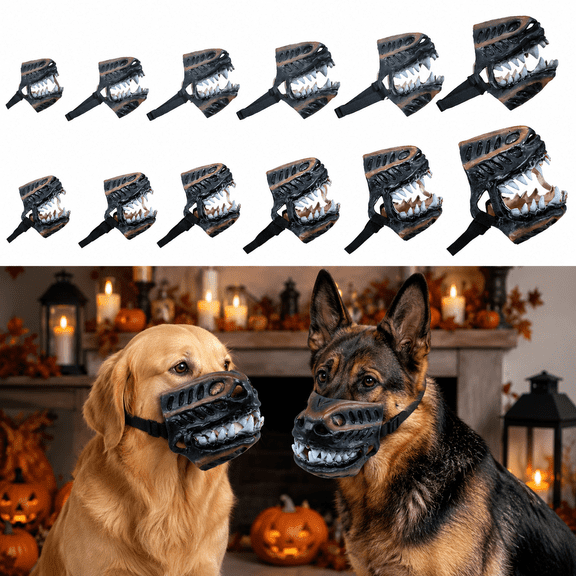 Scary Dog Muzzle for Halloween, Terror Teeth Muzzle with Realistic Monster Smile, Halloween Mask for Dogs Costume Decoration, Adjustable Pet Muzzle with Comfortable Strap, STYLE1#/S