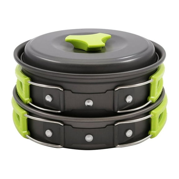 Tineasur 10Pcs Black Camping Cookware Set Outdoor Pot Pan Bowl for Hiking and Travel