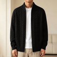 thumbnail image 2 of Kukoosong Men's Stand Collar Full Zip Cable Knit Cardigan, Solid Color Long Sleeve Sweater Jacket with Ribbed Cuffs, Relaxed Fit Warm Outerwear for Fall Winter Daily Wear, 2 of 7