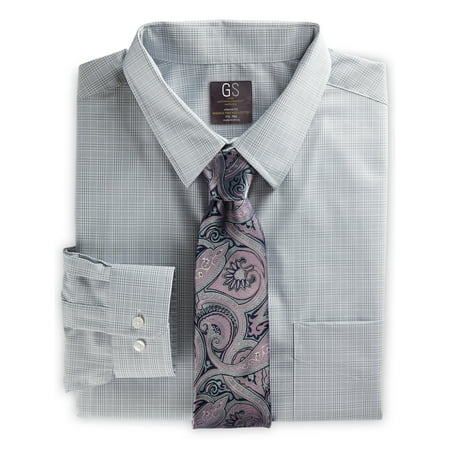 Men's Big & Tall Gold Series Grid-Patterned Dress Shirt
